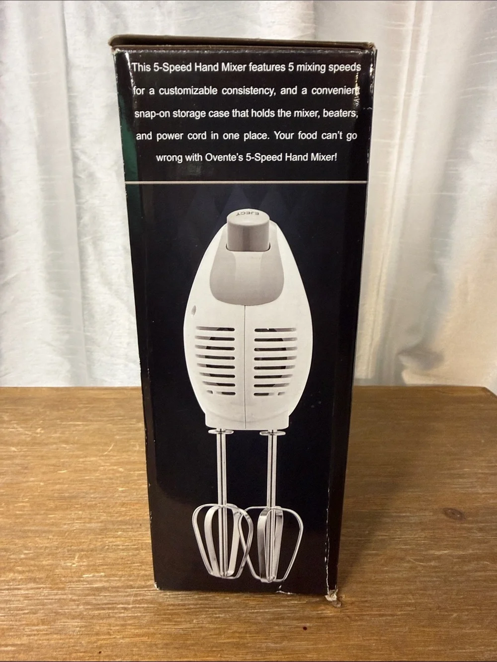Ovente 5 Speed Hand Mixer Snap On Storage Case HM151 Series White New Open Box